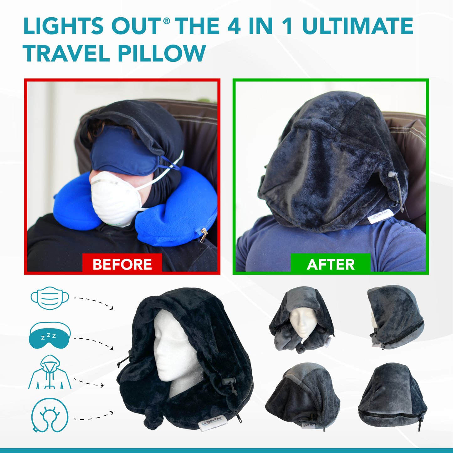 Lights Out Hoodie Pillow